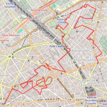 Trace GPS Paris - des Batignolles à la plaine Monceau, itinéraire, parcours