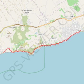 Trace GPS TP11 Salema-Luz, itinéraire, parcours
