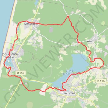 Trace GPS Vieux-Boucau - Messanges - Soustons, itinéraire, parcours