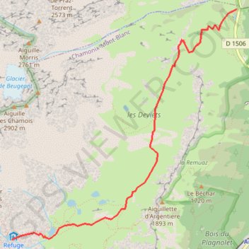 Trace GPS Le Lac Blanc depuis le col des Montets, itinéraire, parcours