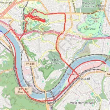Trace GPS Schenley Park and Monongahela River Loop, itinéraire, parcours