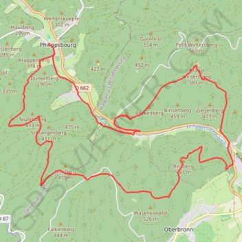 Trace GPS Sur les hauteurs de Niederbronn-les-Bains - Philippsbourg, itinéraire, parcours
