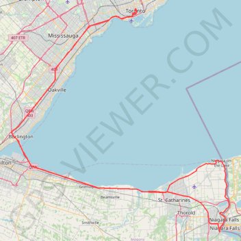 Trace GPS Toronto - Niagara Falls, itinéraire, parcours