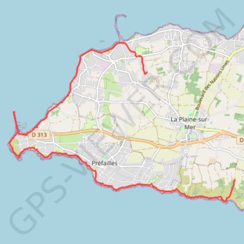 Trace GPS Rando pédestre à Préfailles (44770), itinéraire, parcours