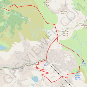 Trace GPS Pic du Midi de Bigorre depuis les cabanes de l'Haya, itinéraire, parcours