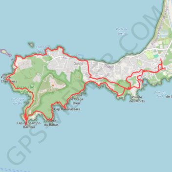 Trace GPS Giens - Pointe des Chevaliers - HYERES - 83, itinéraire, parcours
