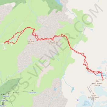 Trace GPS Cimes de la Cochette, Couloir NW par les Aiguillettes de Vaujany, itinéraire, parcours