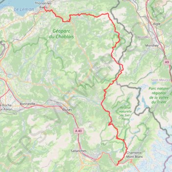 Trace GPS Léman - Mont-Blanc, itinéraire, parcours
