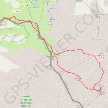 Trace GPS PIC ANIE o AUÑAMENDI (2.504m) desde Col de la Pierre St Martin, itinéraire, parcours