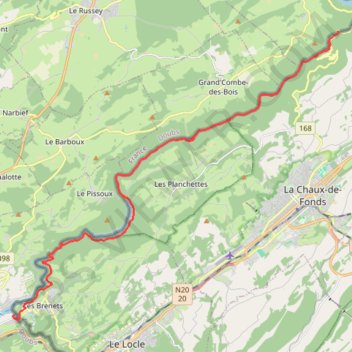 Trace GPS Grande Traversée du Jura (GTJ) - La Rasse - Villers-le-Lac, itinéraire, parcours