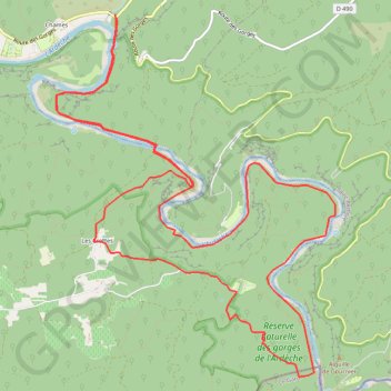 Trace GPS Gorges Ardèche, itinéraire, parcours