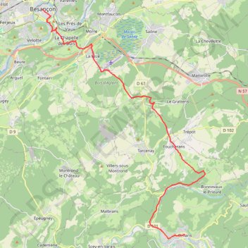 Trace GPS VFS - FR40 - Besançon - Ornans.gpx, itinéraire, parcours