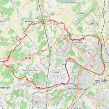 Trace GPS St Yrieix 45 kms, itinéraire, parcours