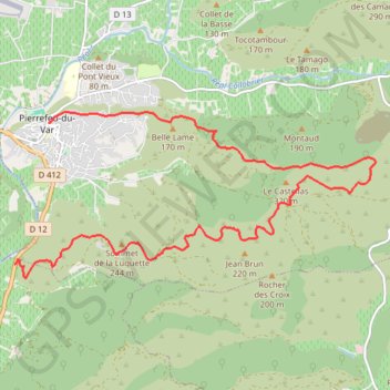 Trace GPS Pierrefeu-du-Var - Piste du Chaumadou, itinéraire, parcours