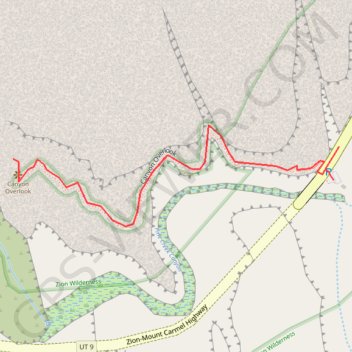 Trace GPS Pullout via Canyon Overlook, itinéraire, parcours