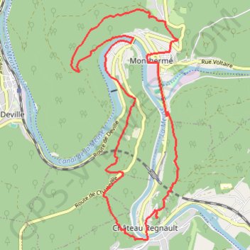 Trace GPS De Monthermé à Bogny sur Meuse par les sentiers de crêtes, itinéraire, parcours