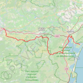 Trace GPS Entre Trèbes et Gruissan, itinéraire, parcours